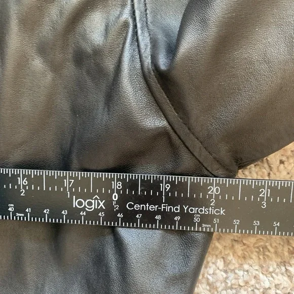 Faux Leather Blazer Jacket Women's XS Black Shoulder Pads Buttons - Picture 8 of 12